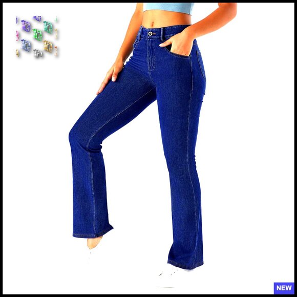 High Waisted Bootcut Jeans Soft Stretch Fabric Straight Leg Fit Jeggings Comfort